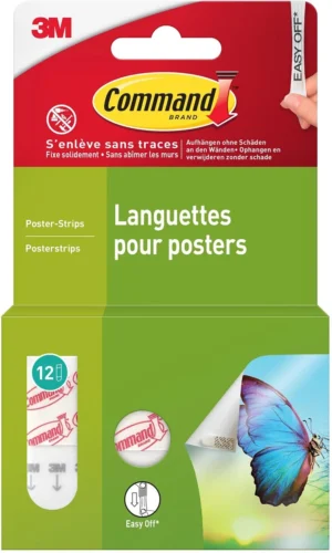 Command posterstrip, small, draagvermogen 225 gram, wit, blister van 12 stuks — montagemateriaal