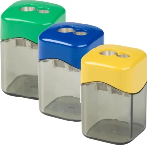M+R potloodslijper Quattro Swing Eco, 2 gaats, geassorteerde kleuren — potloodslijpers met reservoir