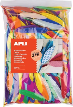 Apli pluimen, zakje met 500 stuks in geassorteerde kleuren — knutsel- en decoratiemateriaal