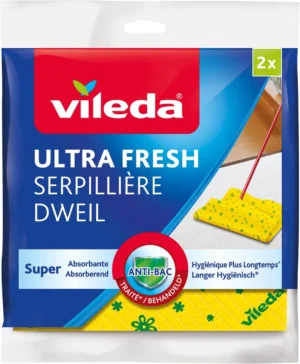 Vileda dweil Ultra fresh, ft 50 x 60 cm, geel, pak van 2 stuks — schoonmaakbenodigdheden