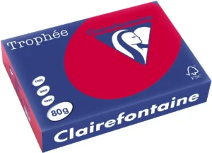 Pak Clairefontaine Trophée Intens gekleurd papier A4 van 80 g/m² in kersenrood, 500 vel