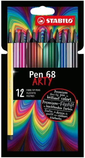 STABILO Pen 68 viltstift ARTY, etui van 12 stuks, assorti