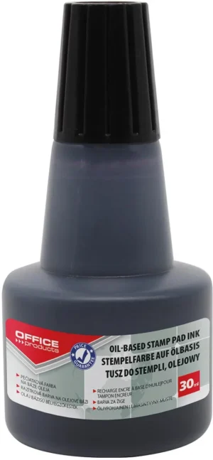 OFFICE products stempelinkt, oliebasis, flesje van 30 ml, zwart — stempelkussens en -inkten