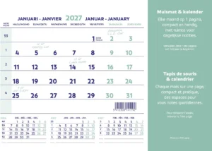 Brepols muismatkalender, ft 23X18 cm, Nederlands-Frans, 2027 — bureauonderlegger 2027