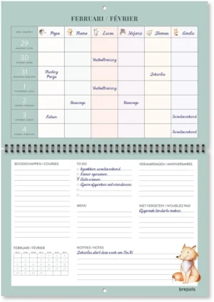 Brepols gezinskalender weekoverzicht, Nederlandstalig, 2027 — detail 2