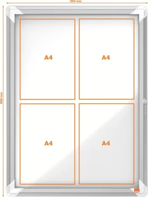 Nobo Premium Plus buitenvitrine - draaideur met slot, magnetisch, 4 Ć A4 ā productfoto 2