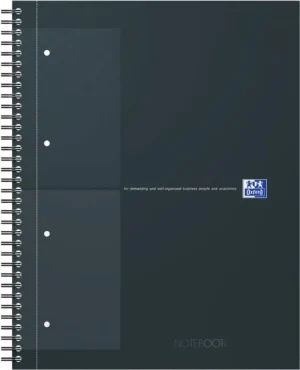 Oxford INTERNATIONAL Notebook Actie 30 jaar, 160 bladzijden, ft A4+, geruit 5 mm, zwart — schrift