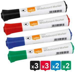 Nobo Glide whiteboardmarker, ronde punt, pak van 10 stuks, geassorteerde kleuren — detail 2