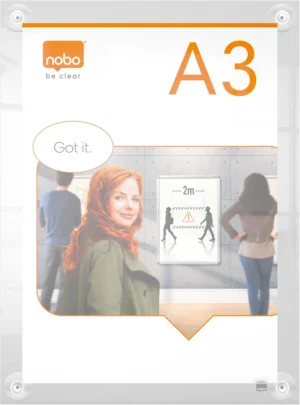 Nobo Premium Plus verplaatsbaar acryl informatiebord, wandgemonteerd, ft A3 — detail 2