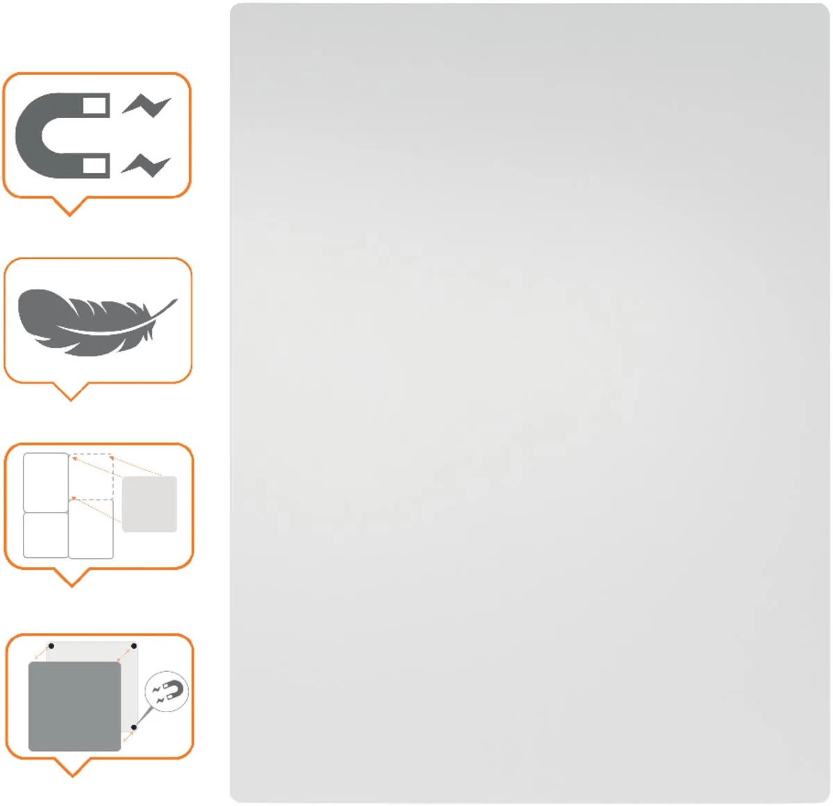 Nobo frameloos modulair whiteboard, staal, magnetisch, 65 x 45 cm — detail 2