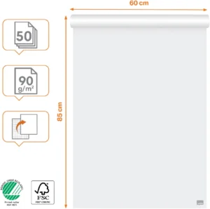 Nobo flipchartpapier premium, ft 60 x 85 cm, blanco/geruit, rol van 50 vel — detail 2