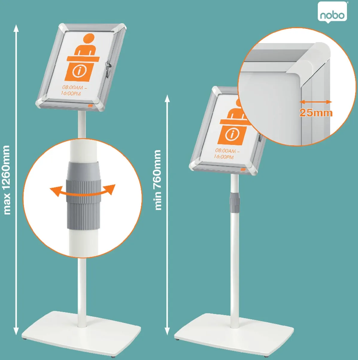 Nobo info vloerstandaard Premium Plus, afsluitbaar, ft A4 — detail 3