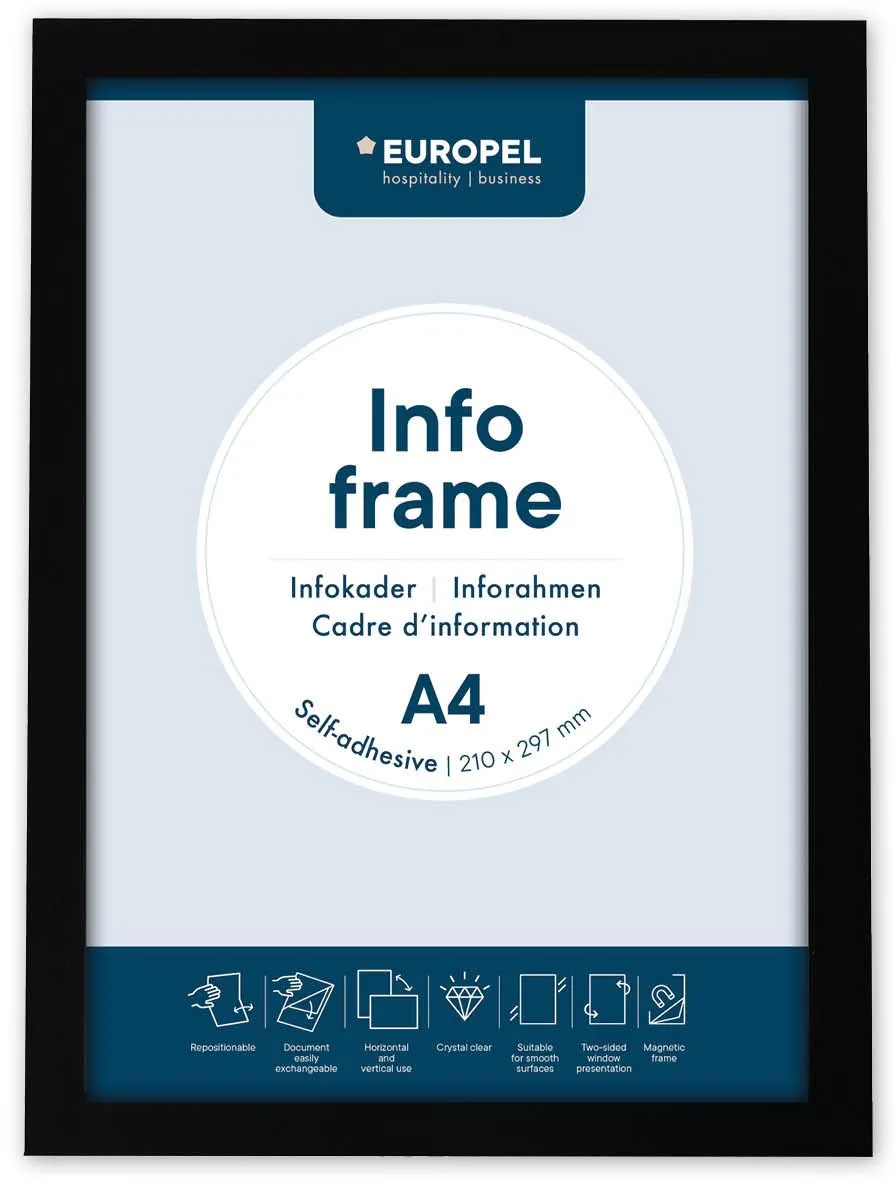 Europel zelfklevend kader ft A4, zwart, pak van 2 stuks — ophangtas