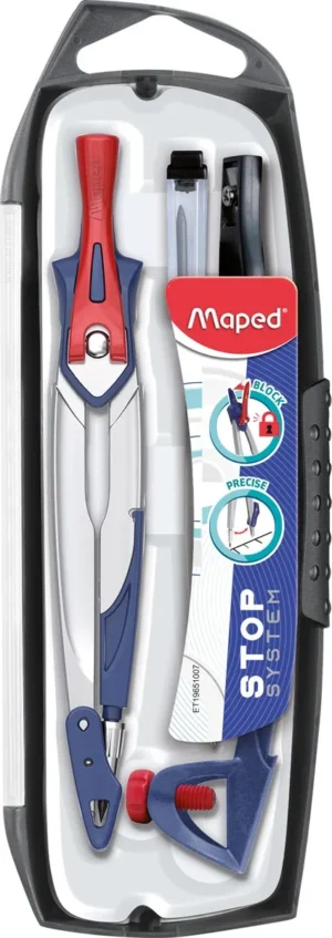 Maped passer Stop System 5-delige passerdoos: 1 passer Stop System, 1 universeel inzetstuk, 1 mineslij... — schoolpasser