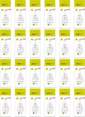 Eko vuilniszakken met trekbandsluiting, 25-35 liter, wit, 1 rol, 12 zakken — detail 2