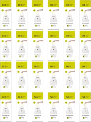 Eko vuilniszakken met trekbandsluiting, 40-60 liter, wit, 1 rol, 12 zakken — detail 2