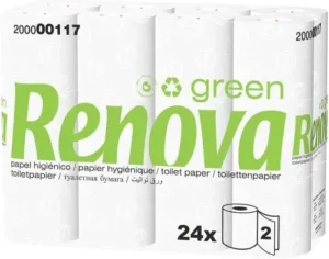 Renova Green toiletpapier, 2-laags, 160 vellen, pak van 96 rollen — toiletpapier en dispensers
