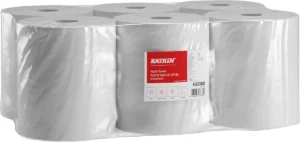 Katrin papieren handdoeken, 1-laags, pak van 6 rollen — handdoeken en dispensers