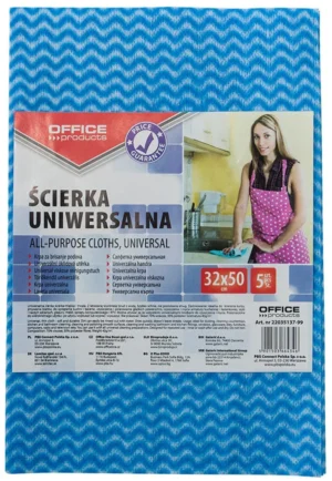 OFFICE products huishouddoekjes, 32 x 50 cm, geassorteerde kleuren, pak van 5 stuks — schoonmaakbenodigdheden
