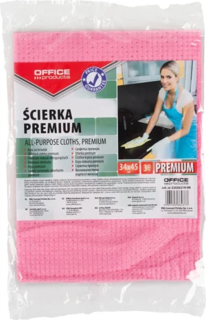 OFFICE products huishouddoekjes, premium, 34 x 45 cm, geassorteerde kleuren, pak van 3 stuks — schoonmaakbenodigdheden