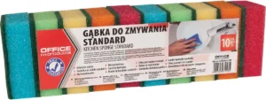 OFFICE products schuurspons, 4,6 x 7,4 cm, pak van 10 stuks in geassorteerde kleuren — schoonmaakbenodigdheden