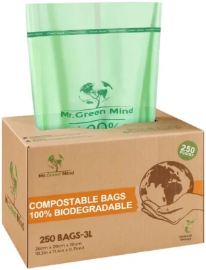 Mr. Green Mind vuilniszakken Bio, 2-3 liter, groen, doos van 250 stuks — toebehoren voor vuilnisbakken
