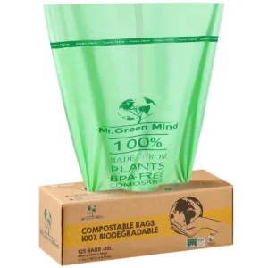 Mr. Green Mind vuilniszakken Bio, 20 liter, groen, doos van 125 stuks — toebehoren voor vuilnisbakken