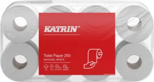 Katrin toiletpapier, 2-laags, 250 vel, pak van 8 rollen — toiletpapier en dispensers