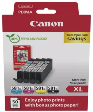 Canon photo value pack CLI-581 XL, 170 - 520 foto's, OEM 2052C006, 4 kleuren — inktcartridge