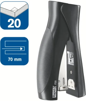 Rapid Fashion Ultimate StandUp nietmachine F20, niet 20 vel, voor nietjes 24/6 en 26/6, zwart — detail 2