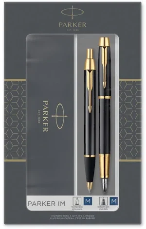 Parker IM Black giftbox duoset, balpen en vulpen, zwart GT