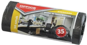 OFFICE products vuilniszak, HDPE, 6,3 micron, 35 liter, zwart, rol van 50 stuks — toebehoren voor vuilnisbakken