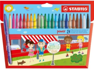 STABILO power viltstift, etui van 24 stuks, geassorteerde kleuren