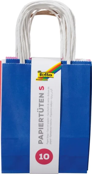Folia papieren kraft zak, 110-125 g/m², geassorteerde kleuren, pak van 10 stuks — geschenkzak