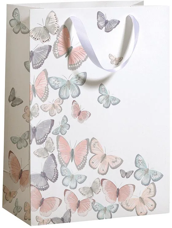 Geschenkzak Tender Butterflies van Merkloos VH, wit met vlinders in pasteltinten