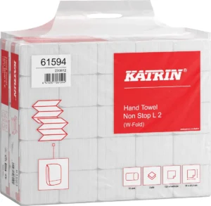 Katrin papieren handdoek W-vouw 61594, pak van 25 x 120 vel — detail 2