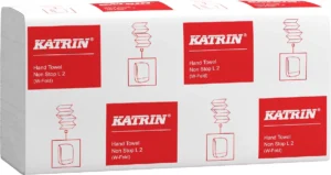 Katrin papieren handdoek W-vouw 61594, pak van 25 x 120 vel — handdoeken en dispensers