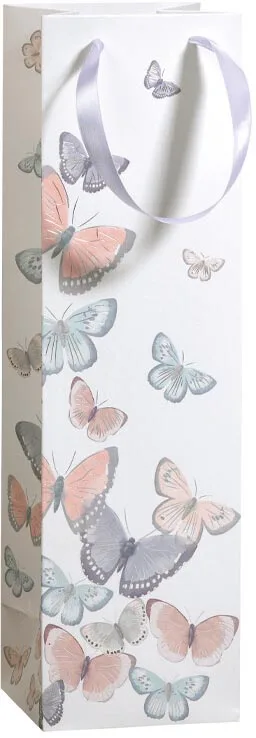 Geschenkzak Tender Butterflies, voor fles, 38 x 10 x 10 cm
