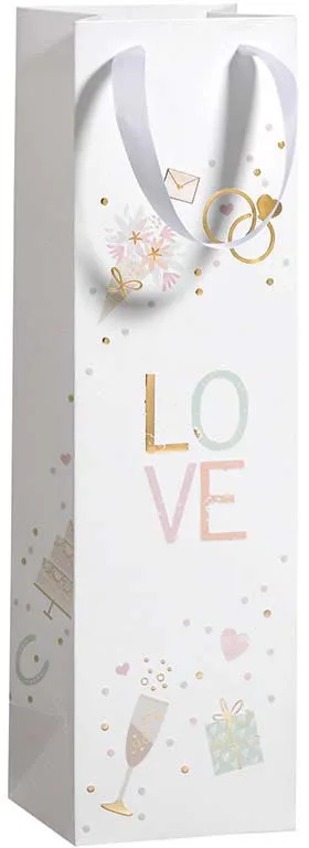 Geschenkzak Love, voor fles, 11 x 38 x 11 cm