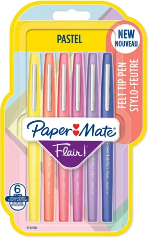 Flair Pastel fineliner, 6 stuks, assorti — office fineliners