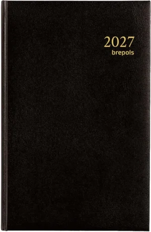 Brepols Saturnus Lima agenda 2027 in zwart kunstleder, 133 x 208 mm