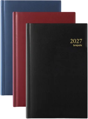 Brepols Saturnus Lima kantooragenda 2027 met kunstlederen kaft in bordeaux, blauw of zwart