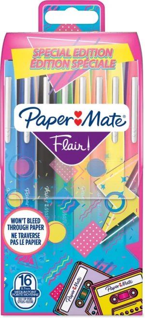 Paper Mate viltstift Flair Retro, blister van 16 stuks — office fineliners