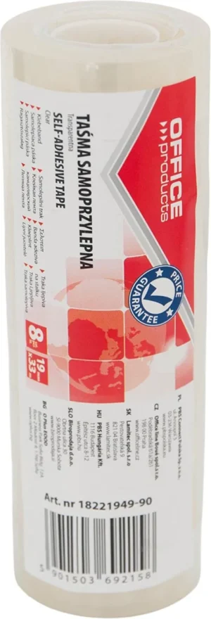 OFFICE products plakband, 19 mm x 33 m, transparant, pak van 8 stuks — transparante plakband