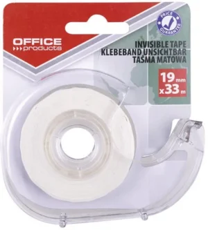 OFFICE products plakband, 19 mm x 33m, transparant mat, blister met 1 afroller met 1 rolletje — transparante plakband