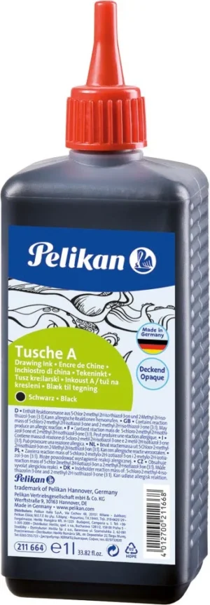 Pelikan Oost-Indische inkt, zwart, fles met gietstop van 1 l — tekenpennen en -inkt