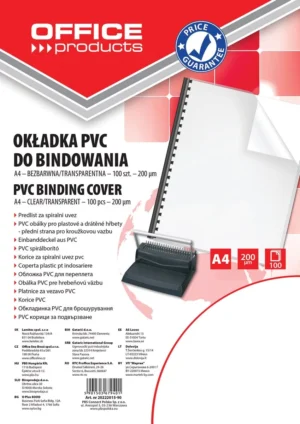 OFFICE products omslagen, A4, PVC, 200 micron, pak van 100 stuks, transparant — toebehoren voor inbindmachines