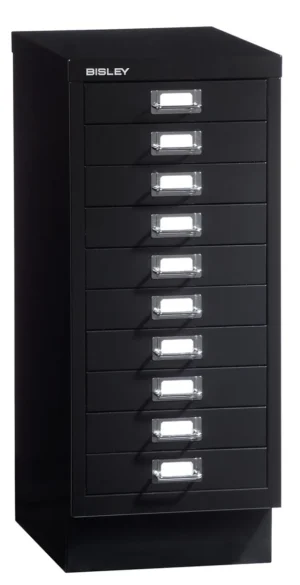 Bisley ladekast, ft 67 x 27,9 x 40,8 (h x b x d), 10 laden, zwart — 10-ladekast