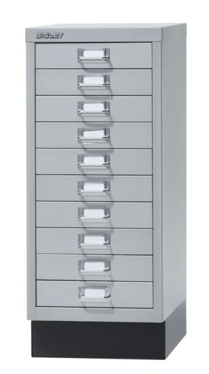 Bisley ladekast, ft 67 x 27,9 x 40,8 (h x b x d), 10 laden, zilver — 10-ladekast