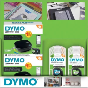 Display Dymo: 6 x LetraTag 200B promopack + 20 x tape (10 x papier en 10 x plastic) — beletteringsysteem
